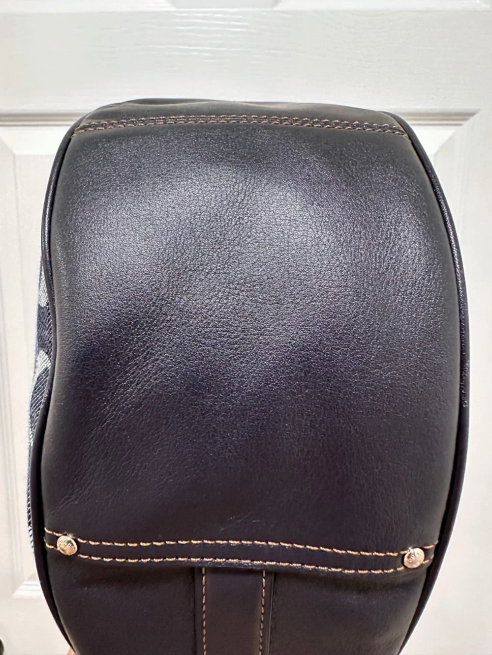 Coach Harley Signature Denim Jacquard Navy Leather Large Hobo